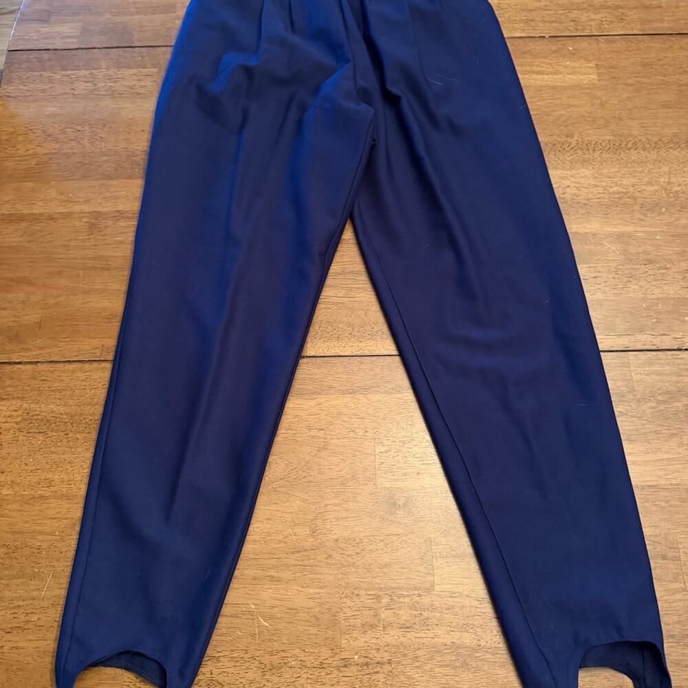 Vintage Joan Walters Navy Stirrup Pants Size 6 High Waist Tapered Leg Classic